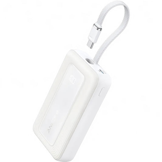 Anker Zolo Externer Akku, 10000mAh, 30W, QC + PD, 1 x USB-A - 2 x USB-C, Weiß A1688H21 