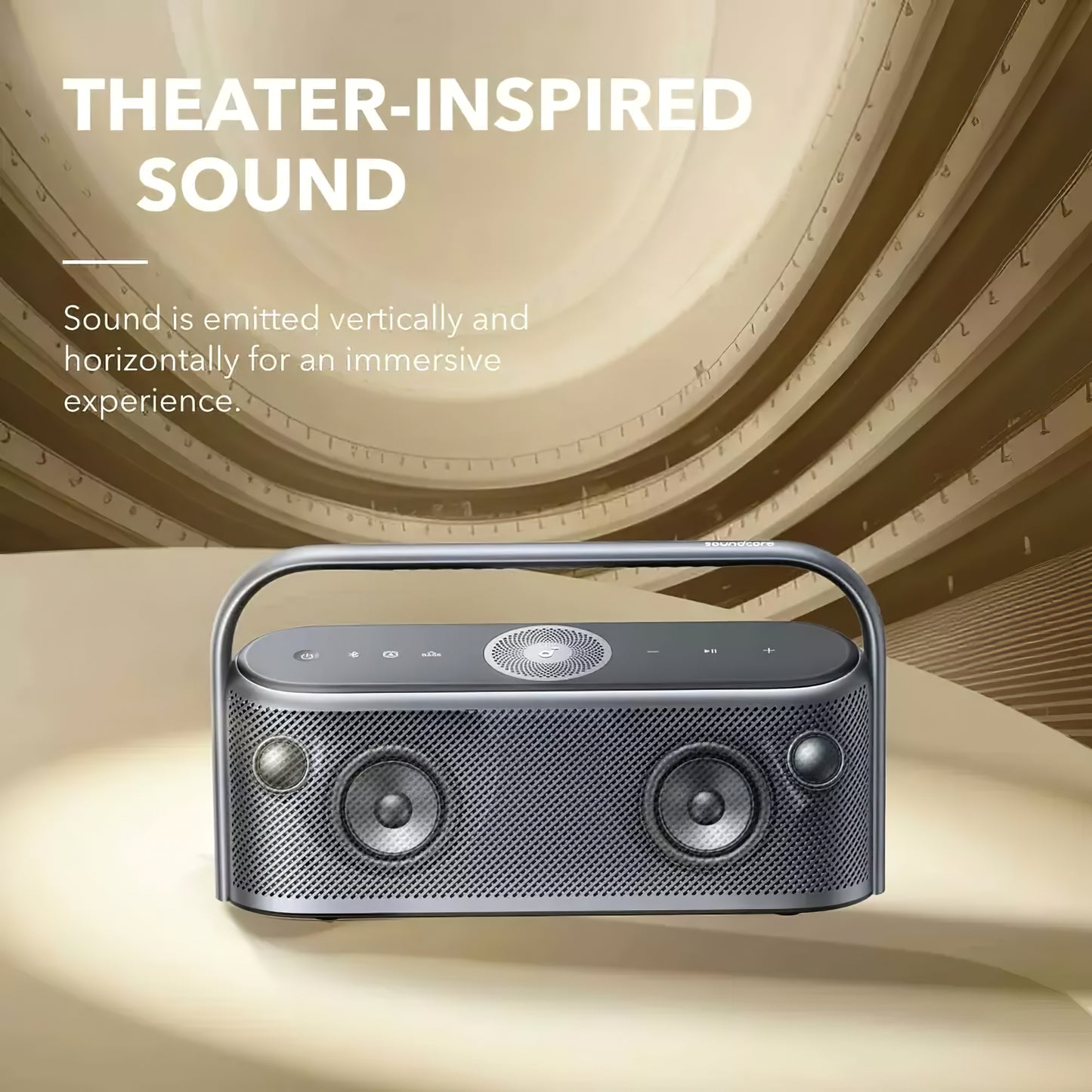 Tragbarer Bluetooth-Lautsprecher Anker SoundCore Motion X600, 50W, wasserdicht, Schwarz, Bluetooth, 50W, wasserdicht, Schwarz, Refurbished A3130011 