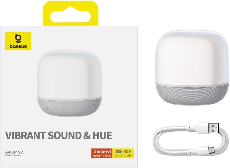 Tragbarer Bluetooth-Lautsprecher Baseus AeQur V2, Weiß 