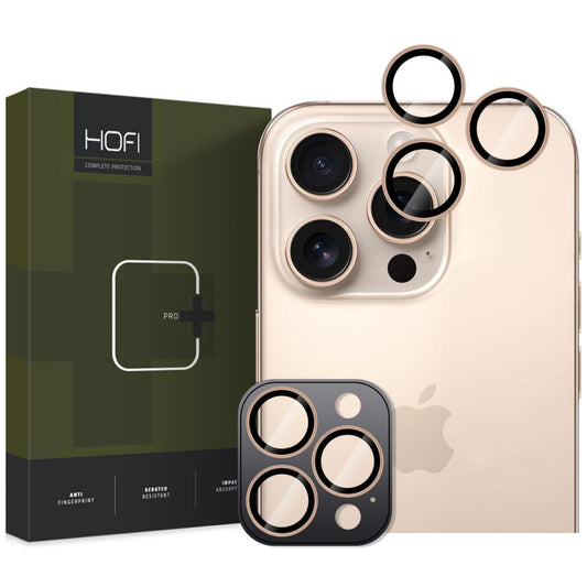 Protective Film Rear Camera Back Cover HOFI CamRing PRO+ for Apple iPhone 16 Pro Max / 16 Pro, Glass Protected, Gold 