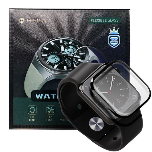 Bestsuit Schutzhülle für Apple Watch Ultra Series, flexibles Glas, schwarz
