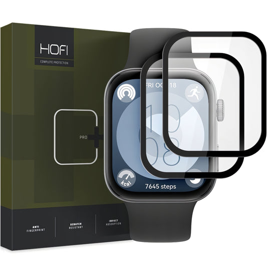 HOFI Hybrid PRO+ Protective Cover for Huawei Watch Fit 3, Set 2 pieces, Plastic, Black 