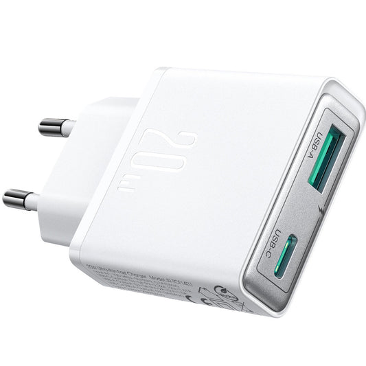 Joyroom Netzwerk-Ladegerät JR-TCF14, 20W, 3A, 1 x USB-A - 1 x USB-C, Weiß 