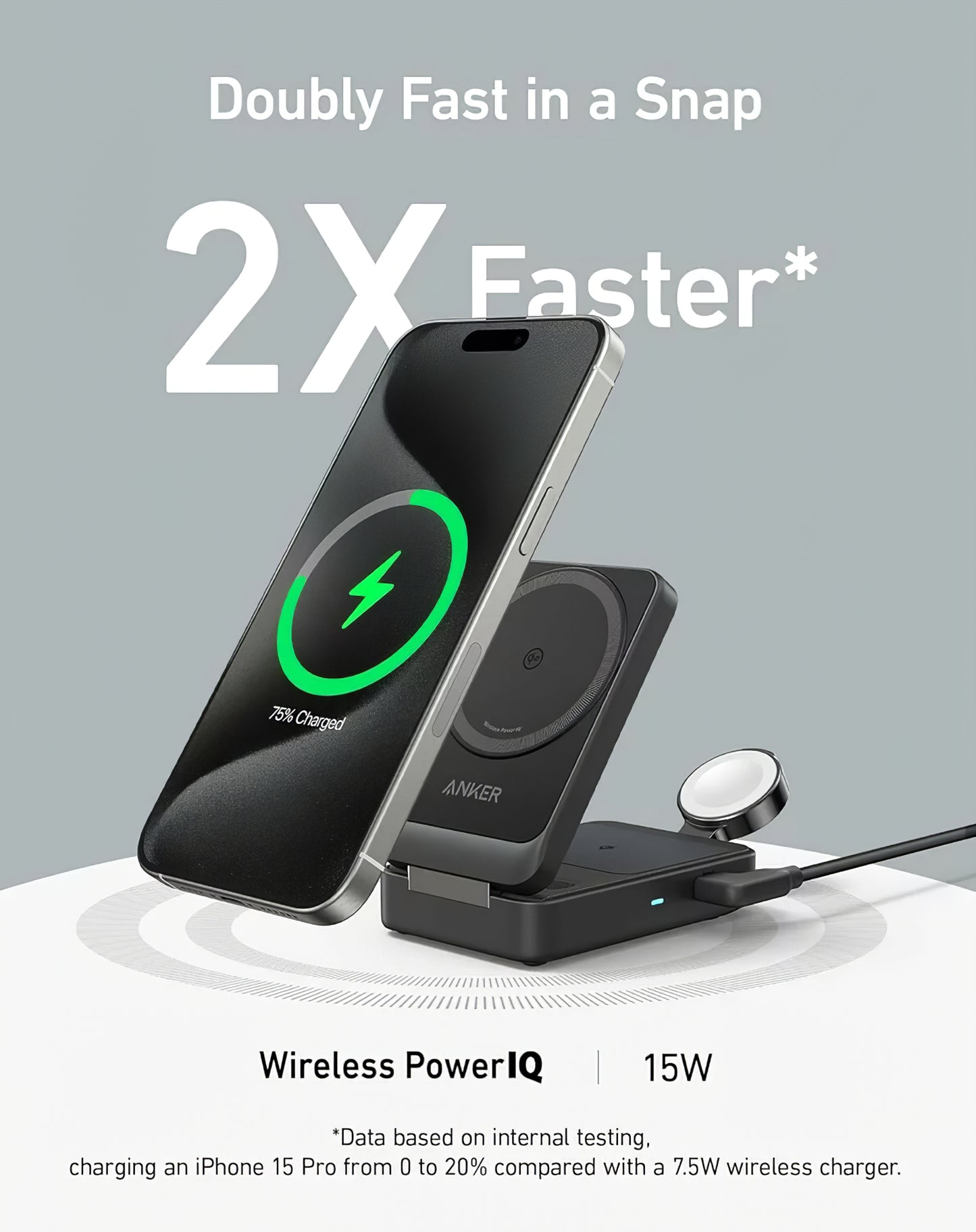 Anker MagGo 3in1, 15W, 1,67A, Schwarz B2557311 